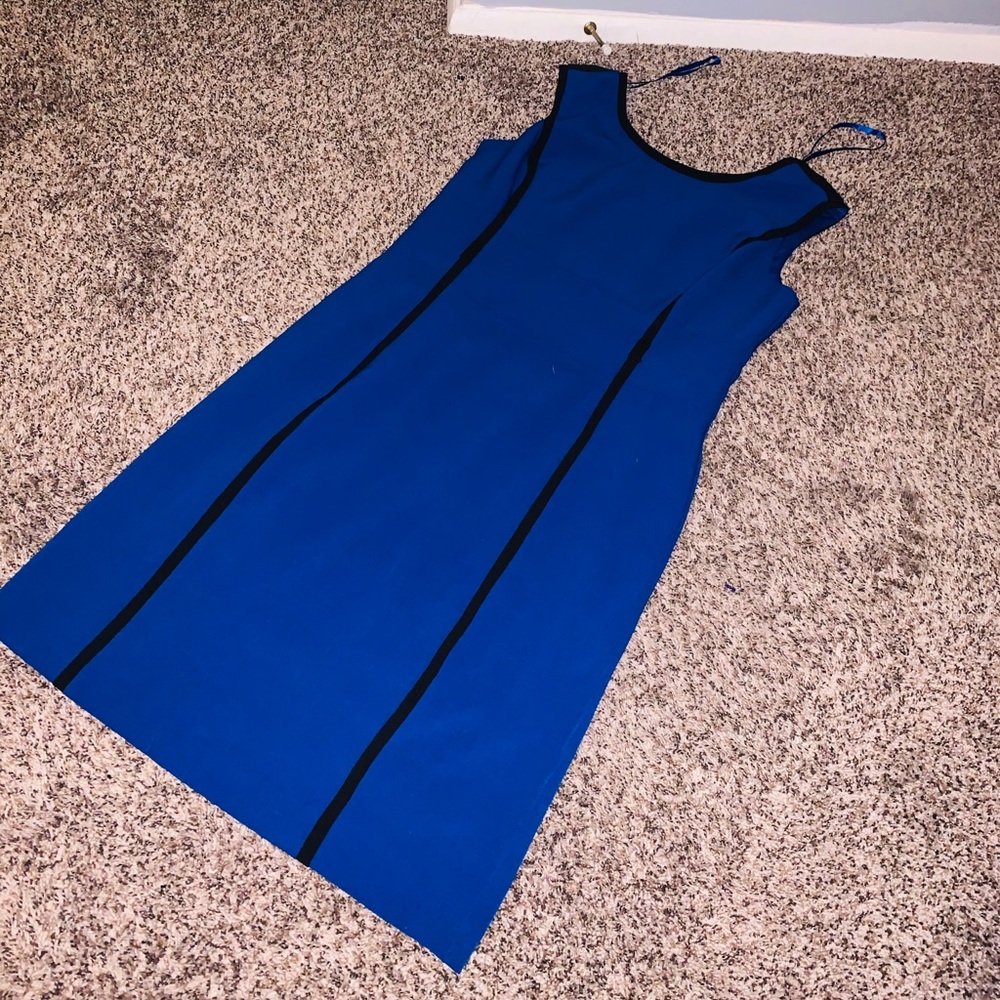 Black and blue pencil dress